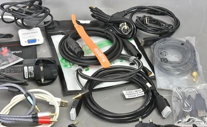 various-Huge lot of cables, earphones, psus